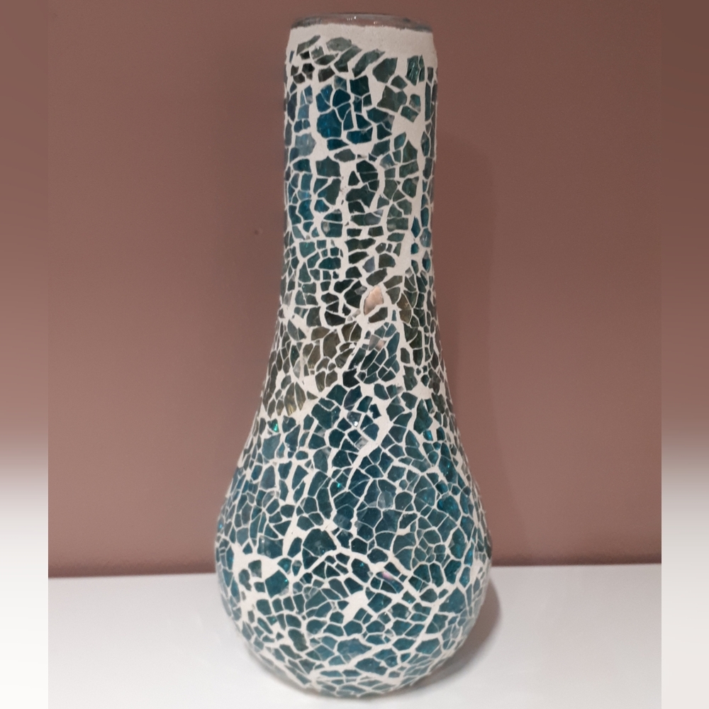 Mosaic Tile Vase Decorative Vase Blue/White